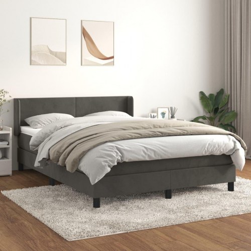 Kontinentalseng med madras 140x190 cm - fløjl, mørkegrå