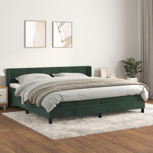 Kontinentalseng med madras 200 x 200 cm - fløjl, mørkegrøn