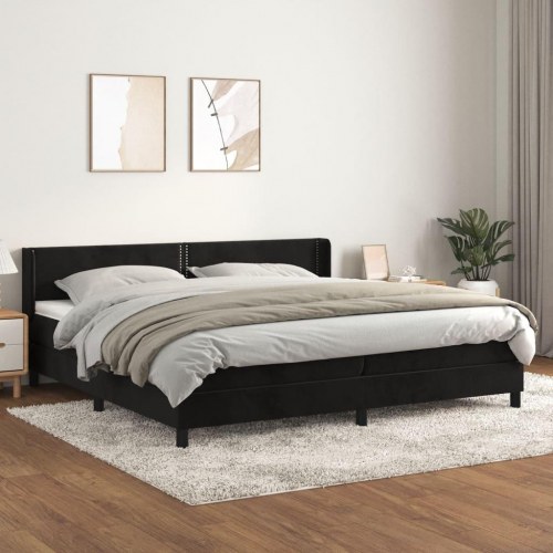 Kontinentalseng med madras 200×200 cm - fløjl, sort
