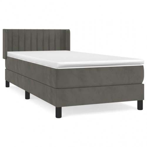 Kontinentalseng med madras 90×200 cm - fløjl, mørkegrå
