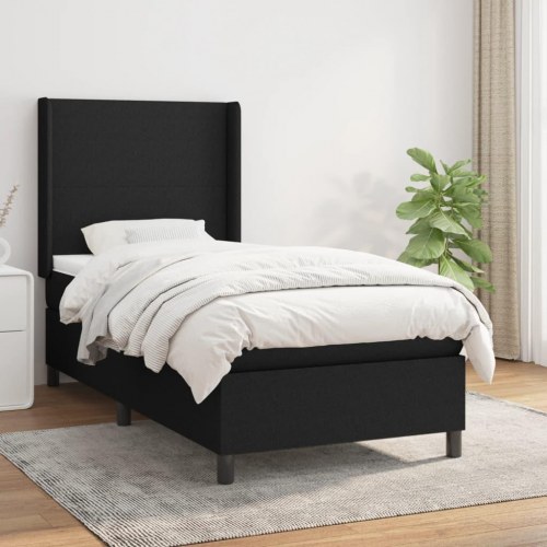 Kontinentalseng med madras 80x200 cm - stof, sort