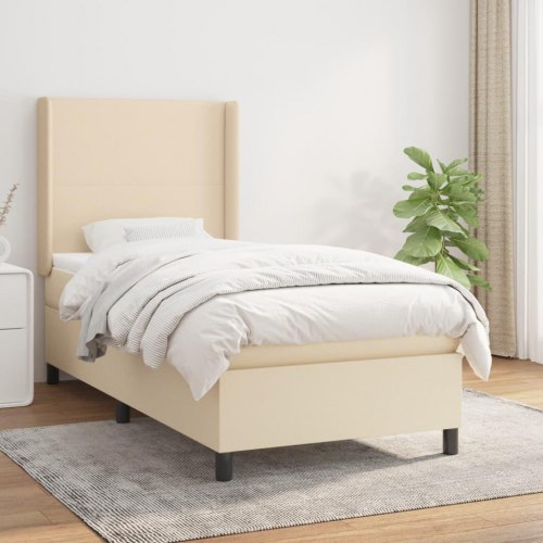 Kontinentalseng med madras 100×200 cm - stof, cremefarvet