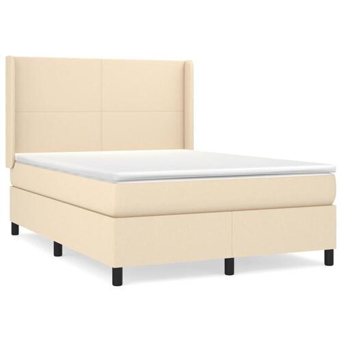 Kontinentalseng med madras 140x190 cm stof cremefarvet