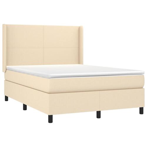 Kontinentalseng med madras 140x190 cm stof cremefarvet