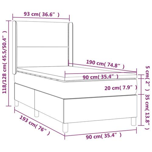 Kontinentalseng med madras 90x190 cm stof lysegrå