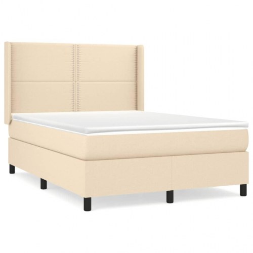 Kontinentalseng med madras 140x190 cm - stof, cremefarvet