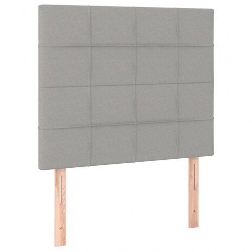 Kontinentalseng med madras 90 × 190 cm - stof, lysegrå