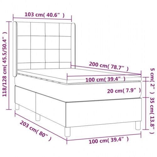 Kontinentalseng med madras 100x200 cm - stof, lysegrå