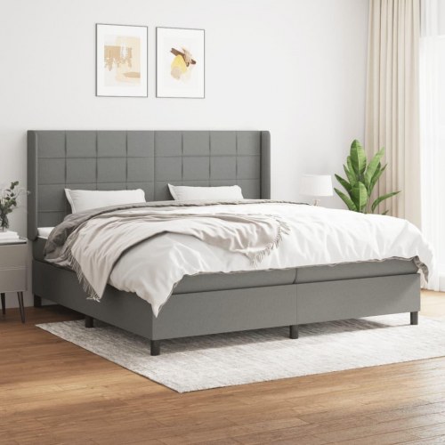 Kontinentalseng med madras 200 x 200 cm - stof, mørkegrå