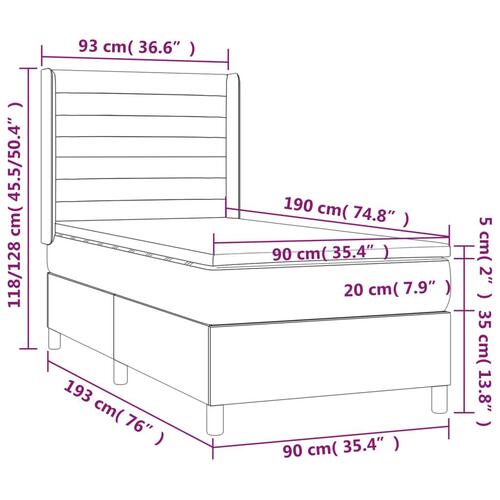 Kontinentalseng med madras 90x190 cm stof lysegrå