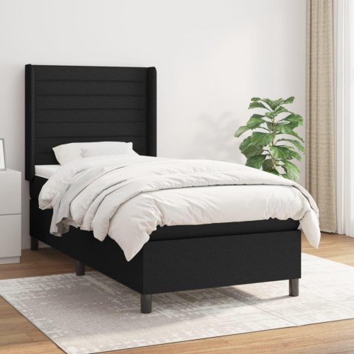 Kontinentalseng med madras 100×200 cm - stof, sort