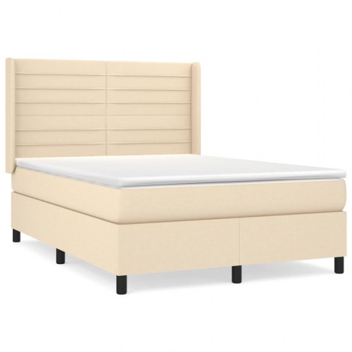 Kontinentalseng med madras 140×190 cm - stof, cremefarvet