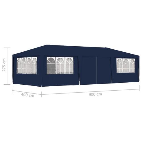 Festtelt med sidevægge 4x9 m 90 g/m² blå