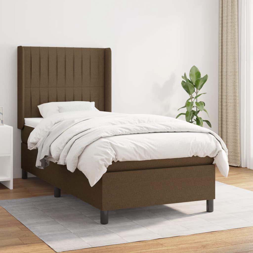 Kontinentalseng med madras 80x200 cm stof mørkebrun billede