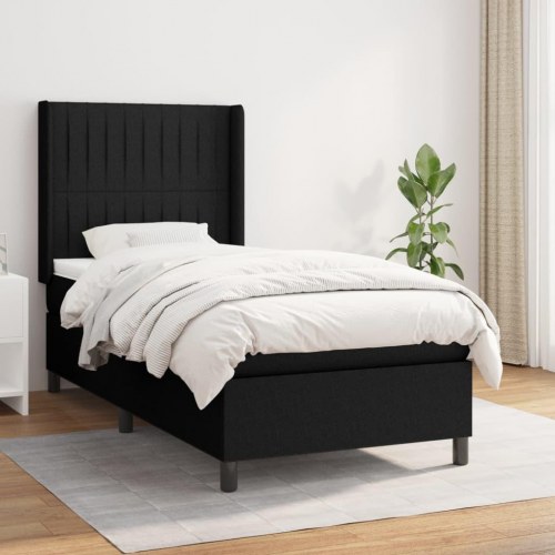 Kontinentalseng med madras 100×200 cm - stof, sort
