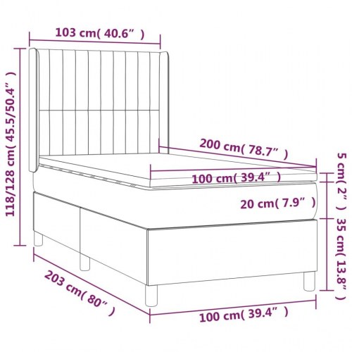 Kontinentalseng med madras 100×200 cm - stof, sort