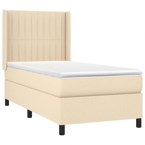 Kontinentalseng med madras 100×200 cm - stof, cremefarvet