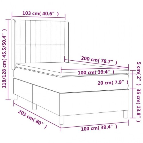 Kontinentalseng med madras 100×200 cm - stof, cremefarvet