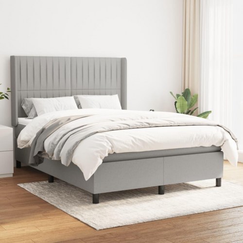 Kontinentalseng med madras 140×190 cm - stof, lysegrå