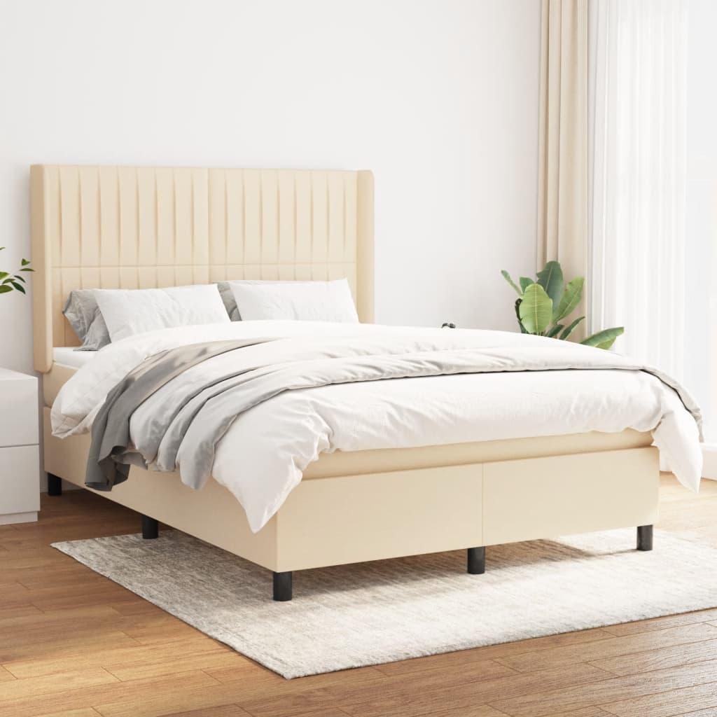 Kontinentalseng med madras 140×190 cm - stof, cremefarvet billede