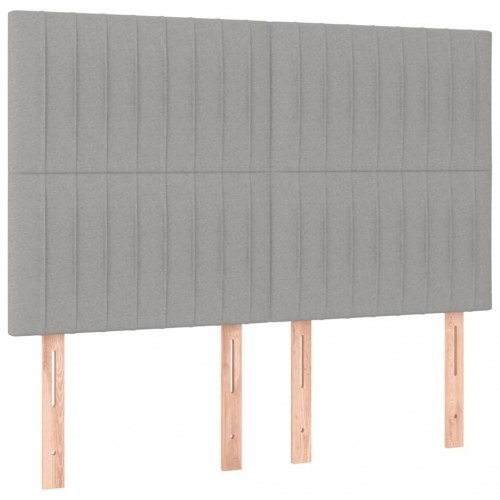 Kontinentalseng 140x200 cm - stof, lysegrå, med sengegavl og topmadras
