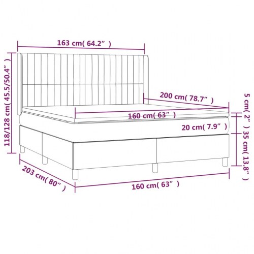 Kontinentalseng 160×200 cm i stof - lysegrå, justerbar gavl