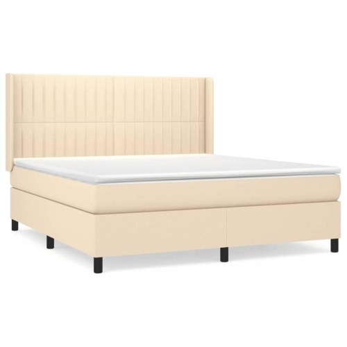 Kontinentalseng med madras 160×200 cm - stof, cremefarvet