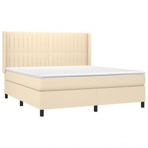 Kontinentalseng med madras 160×200 cm - stof, cremefarvet