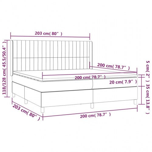 Kontinentalseng med madras 200×200 cm - stof, lysegrå