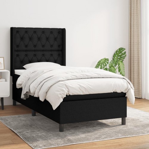 Kontinentalseng med madras 80×200 cm - stof, sort
