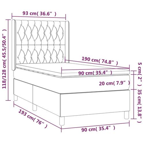 Kontinentalseng med madras 90x190 cm stof lysegrå