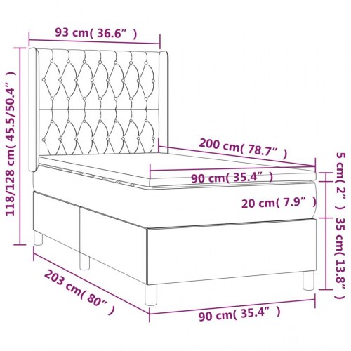 Kontinentalseng med madras 90×200 cm - stof, sort