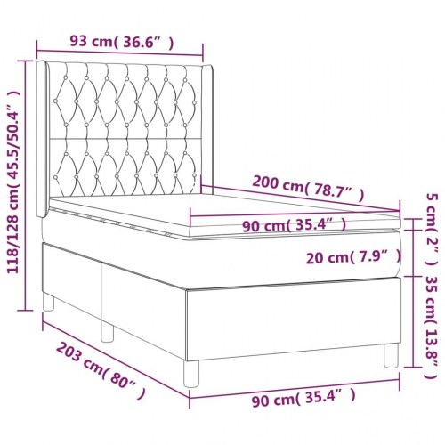 Kontinentalseng med madras 90x200 cm - stof, cremefarvet