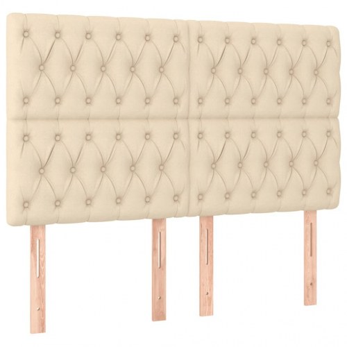 Kontinentalseng med madras 140 × 190 cm - stof, cremefarvet