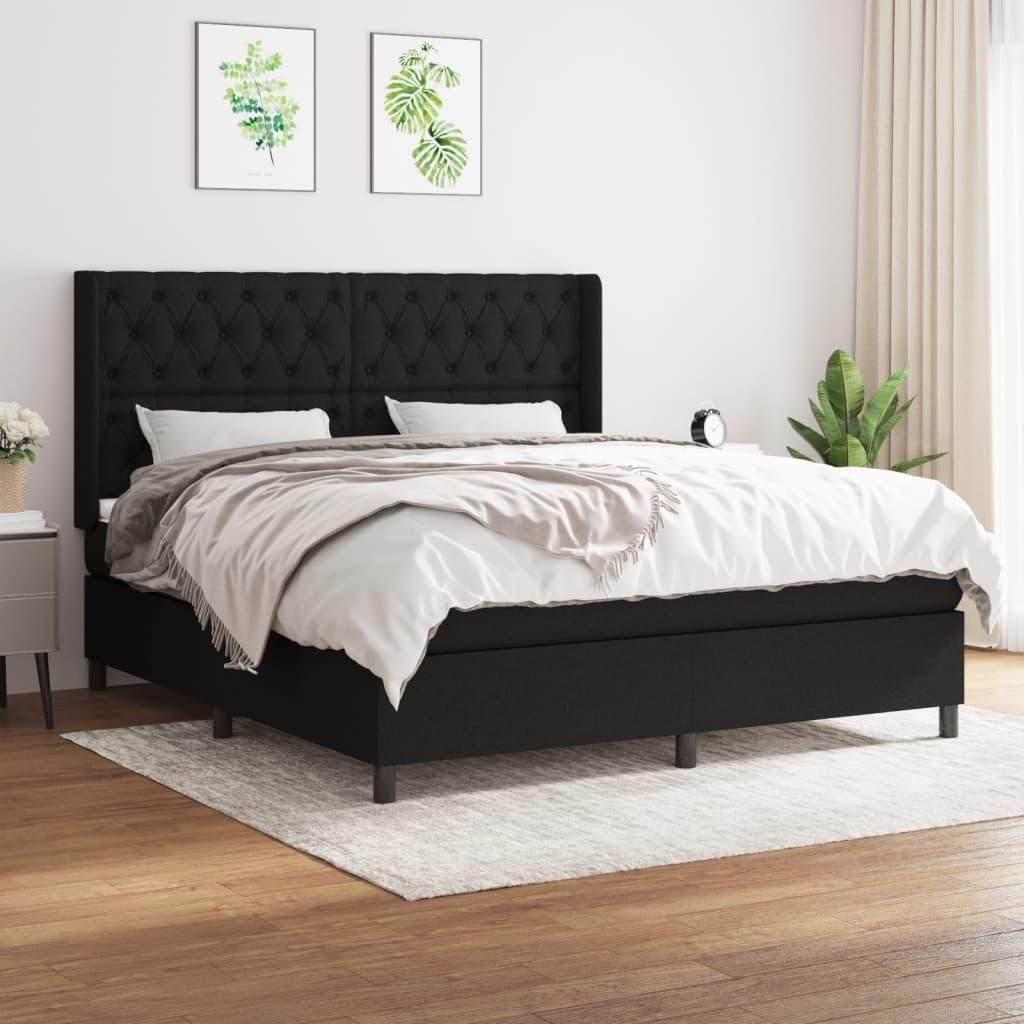 Kontinentalseng med madras 160×200 cm - stof, sort billede