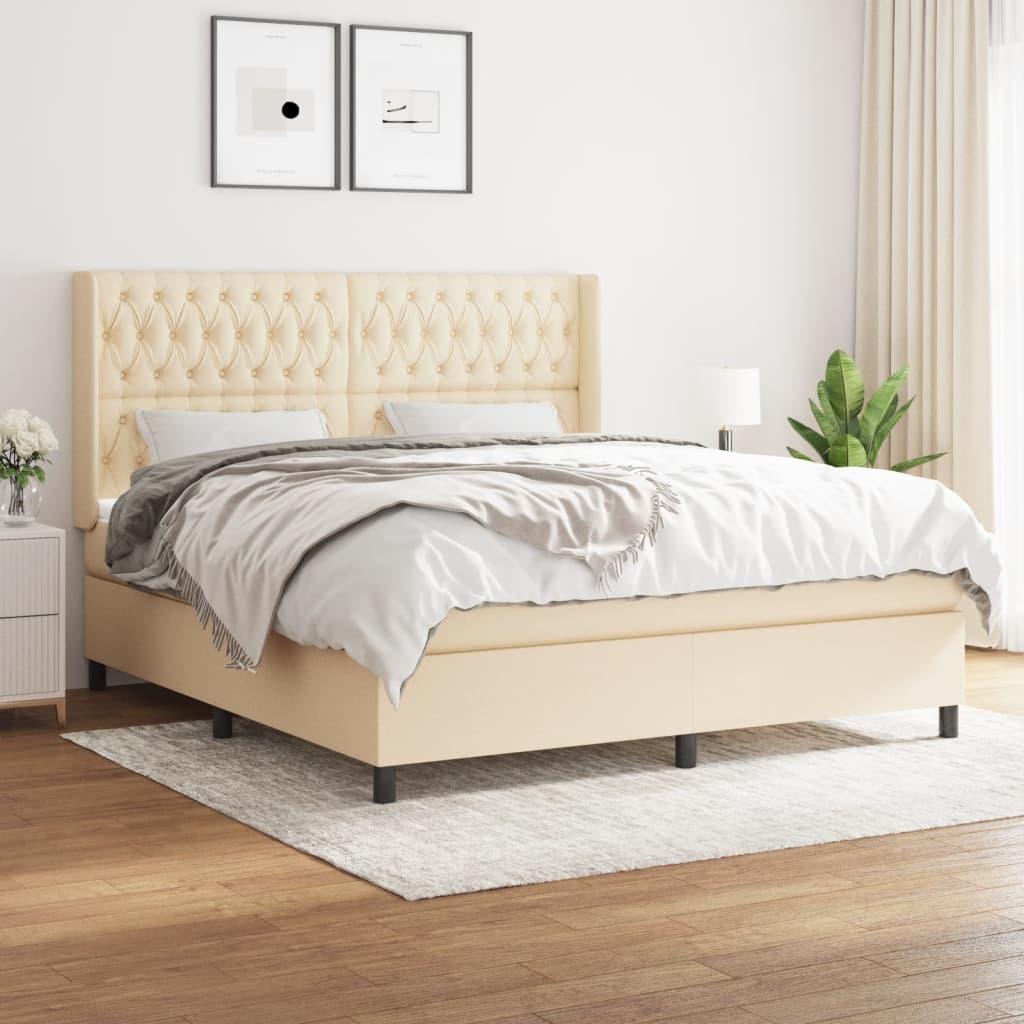 Kontinentalseng med madras 180x200 cm - stof, cremefarvet billede