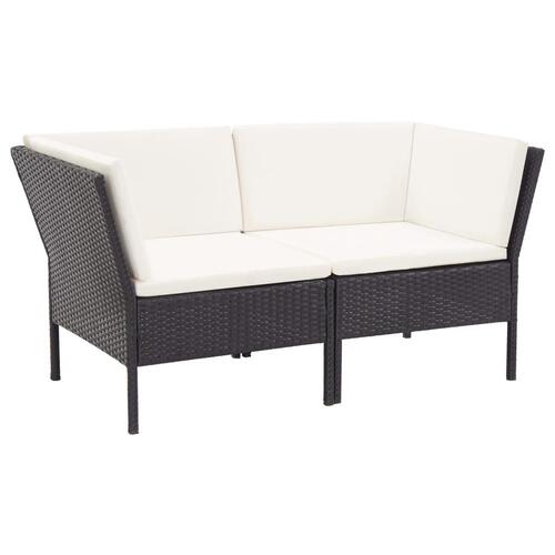 Haveloungesæt 6 dele med hynder polyrattan sort