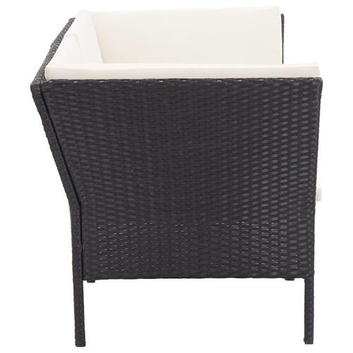 Haveloungesæt 6 dele med hynder polyrattan sort