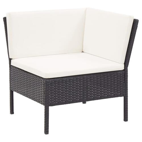 Haveloungesæt 6 dele med hynder polyrattan sort