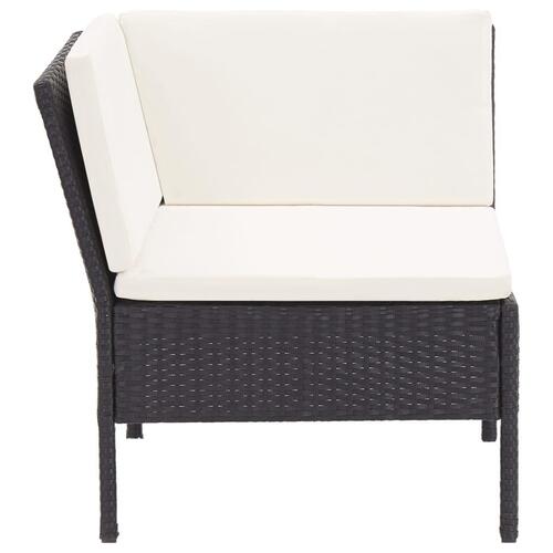 Haveloungesæt 6 dele med hynder polyrattan sort
