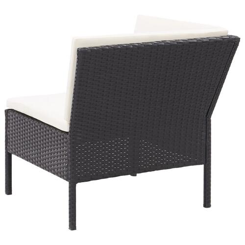 Haveloungesæt 6 dele med hynder polyrattan sort