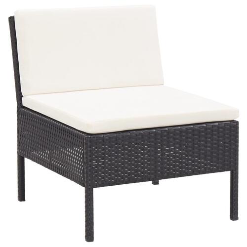 Haveloungesæt 6 dele med hynder polyrattan sort