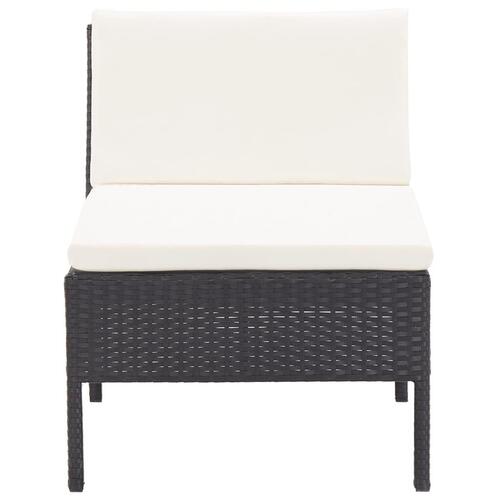 Haveloungesæt 6 dele med hynder polyrattan sort