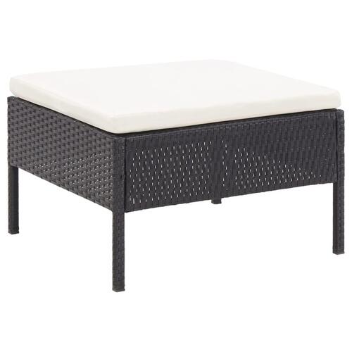 Haveloungesæt 6 dele med hynder polyrattan sort