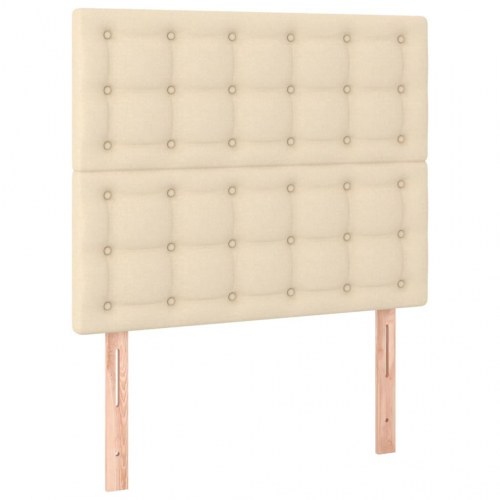 Kontinentalseng med madras 80×200 cm - stof, cremefarvet