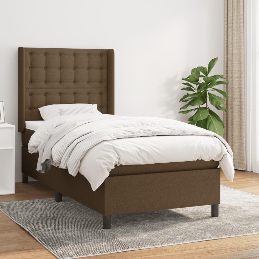 Kontinentalseng med madras 90x190 cm stof mørkebrun