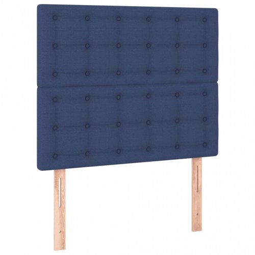 Kontinentalseng 90x200 cm med madras - stof, blå