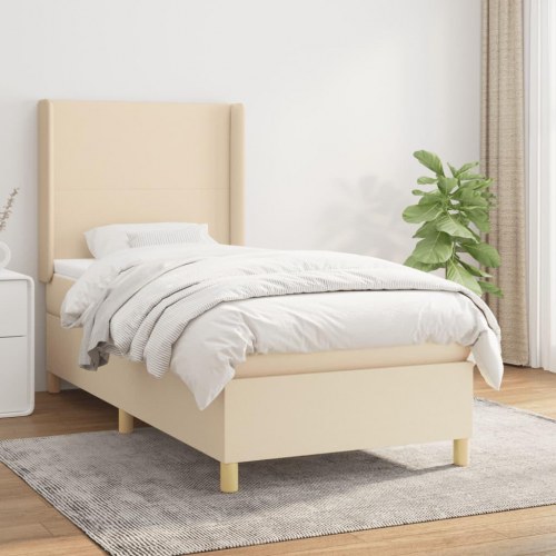Kontinentalseng med madras 80x200 cm stof cremefarvet