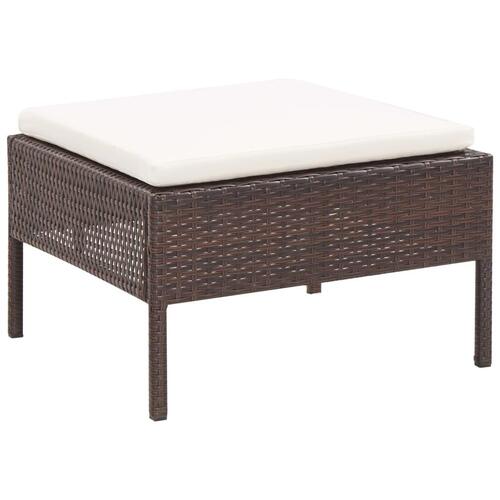 Haveloungesæt 3 dele med hynder polyrattan brun