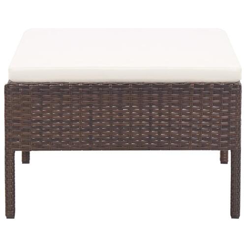 Haveloungesæt 3 dele med hynder polyrattan brun